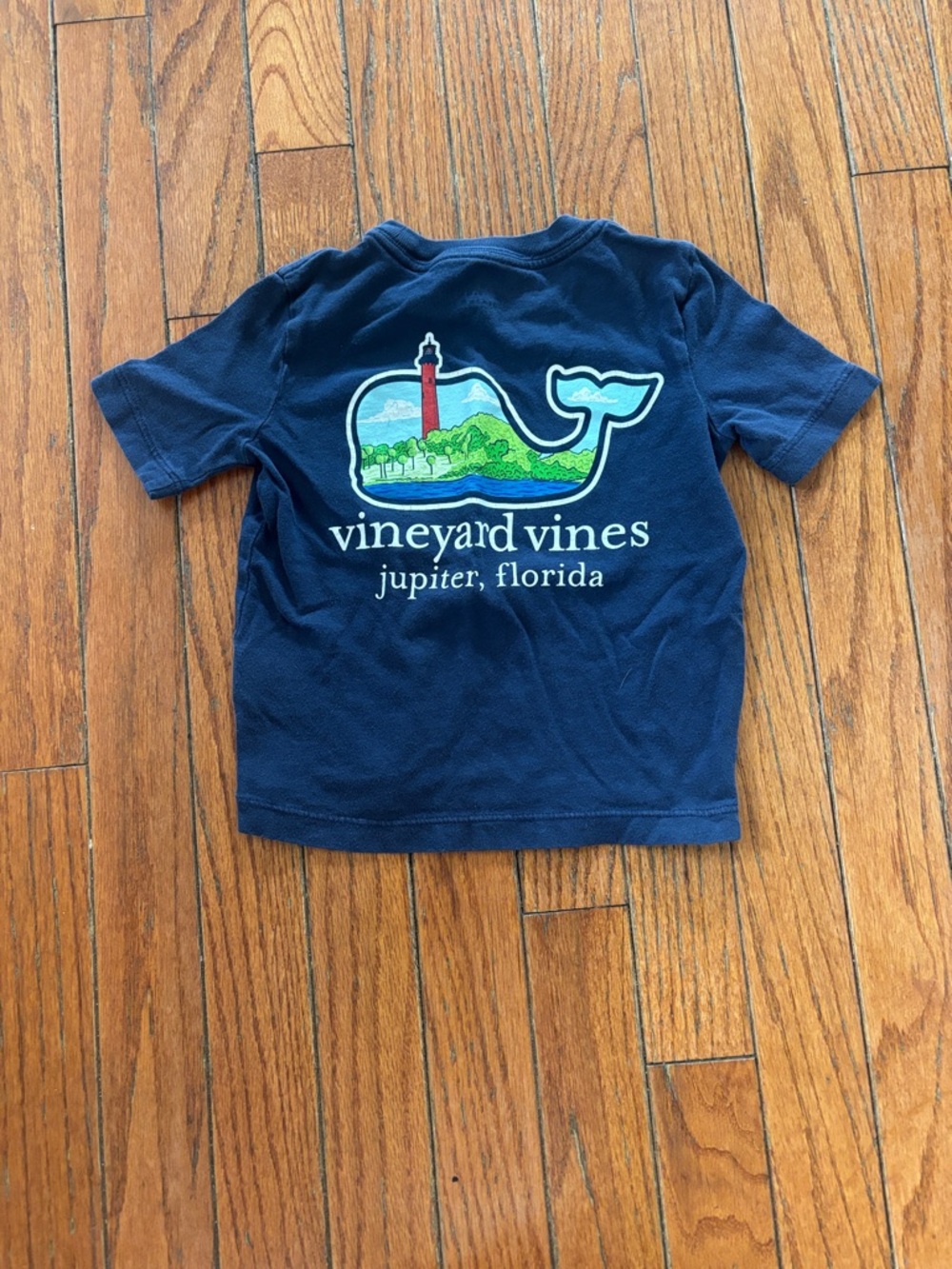 Vineyard Vines Navy Whale Graphic Tee - Lighthouse Scene